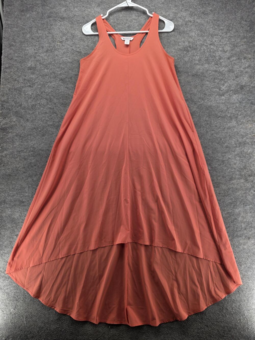 Athleta Dress Womens XS Coral High Low Hem Racerback Sleeveless Pockets Stretch